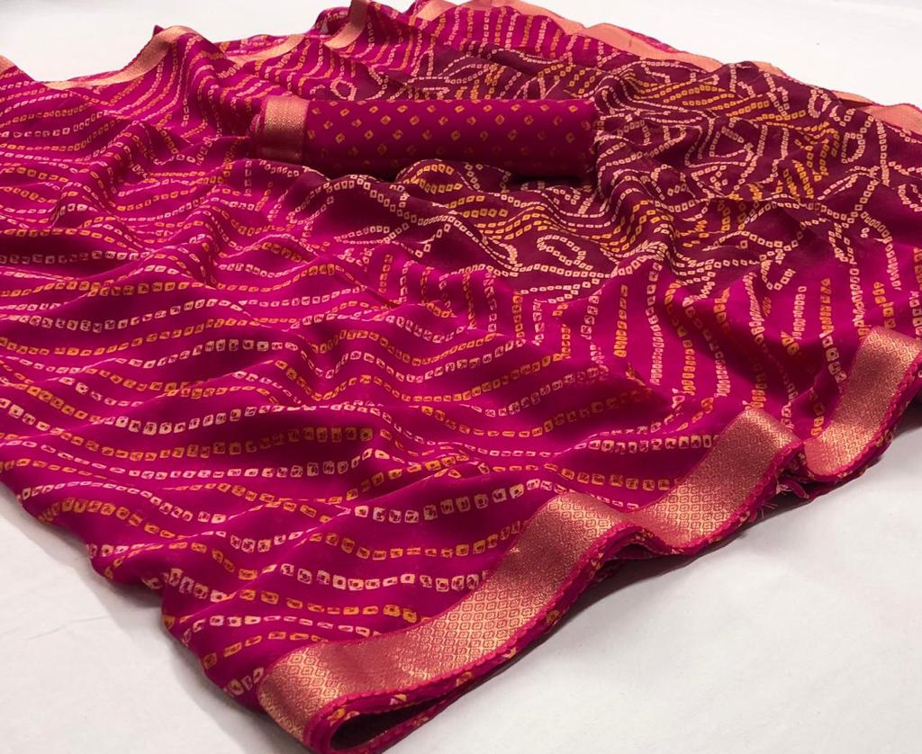 Rajyog Bandhej Latest New Chiffon Regular Wear Sarees Collection